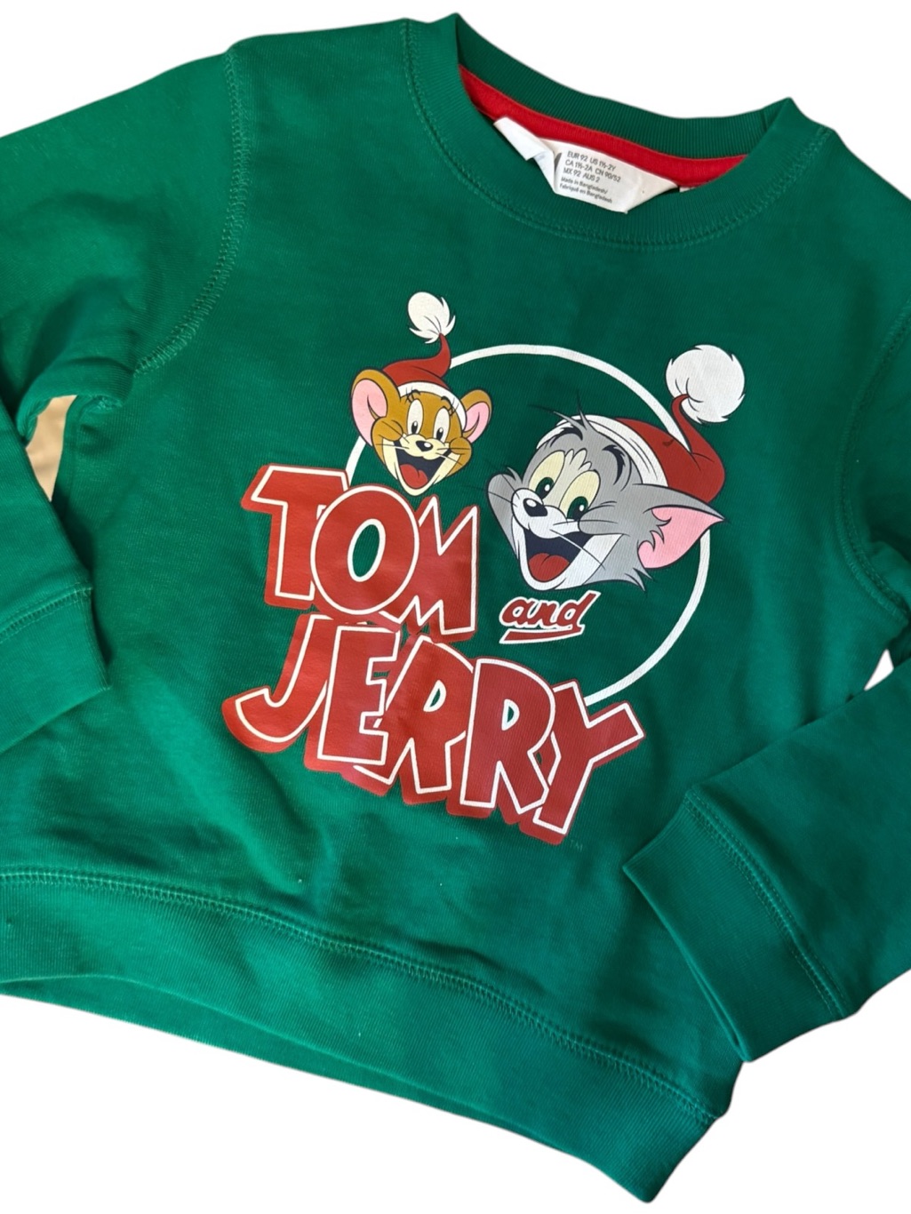 H&M Tom And Jerry Christmas Holiday Sweatshirt Toddler Size 1.52y Like New